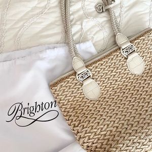 Brighton Woven White Cream Handbag